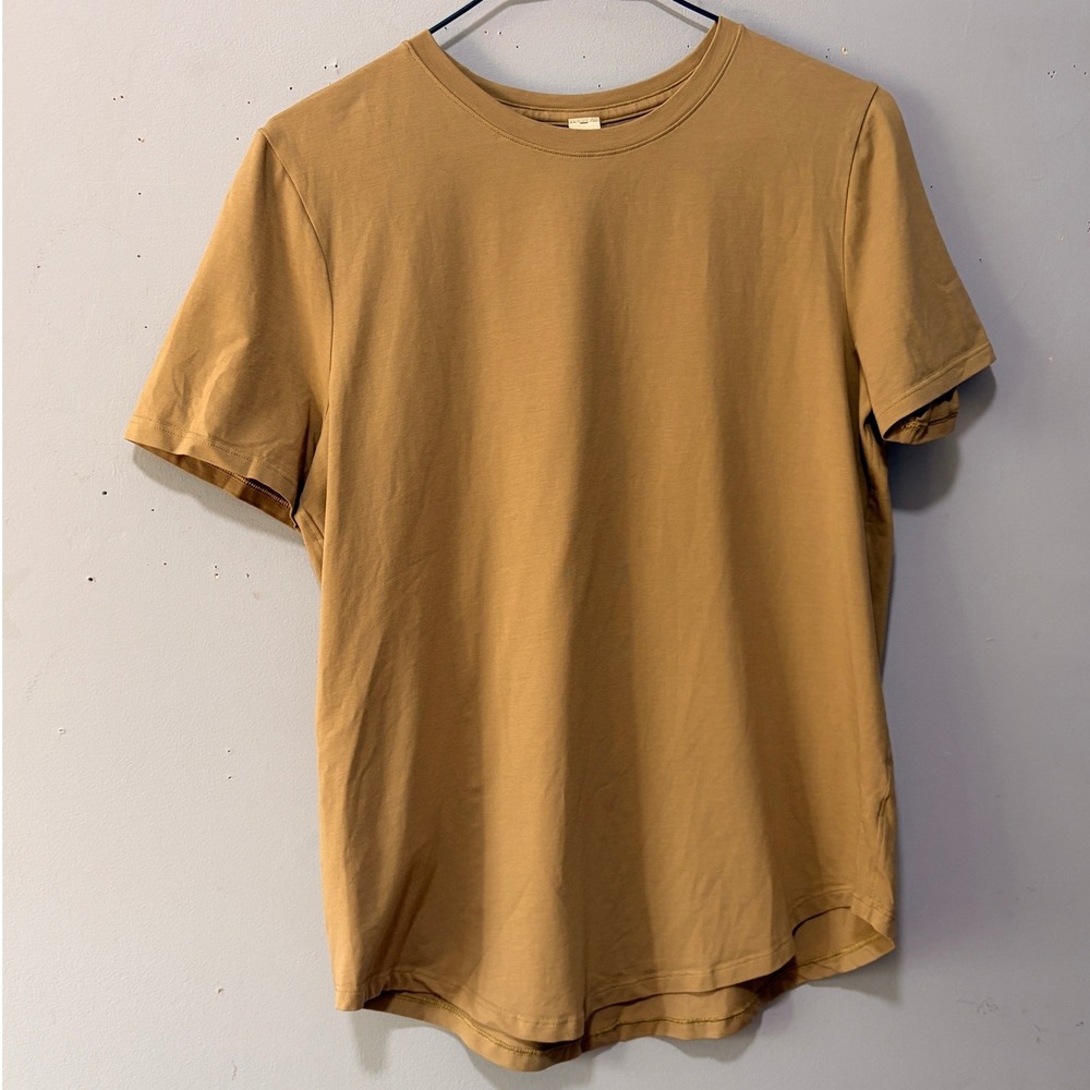 Lululemon Love Crew Short Sleeve T-Shirt Tan Brown Pima Cotton Size 6 LW3DFBS